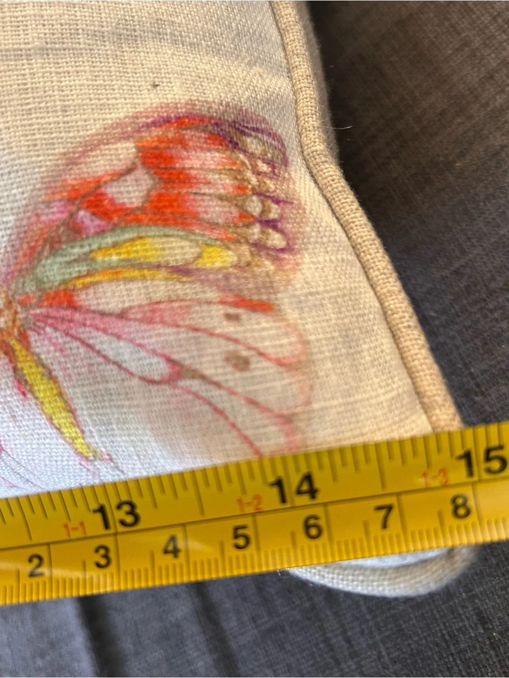 ZARA HOME Artisan Butterfly Linen Accent Pillow Whimsical Garden Motif  #0730267